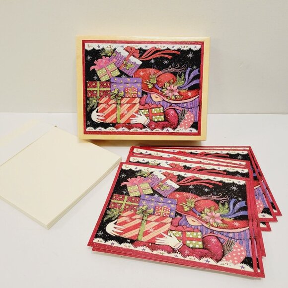 Lang Christmas Cards Susan Winget Art Wrapped for the Holidays Red Hat Lady 14Ct - Picture 1 of 8